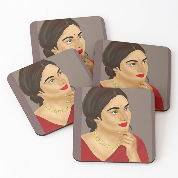 Item preview, Beautiful Indian woman in Red saree  designed and sold by ThePurplePrints.