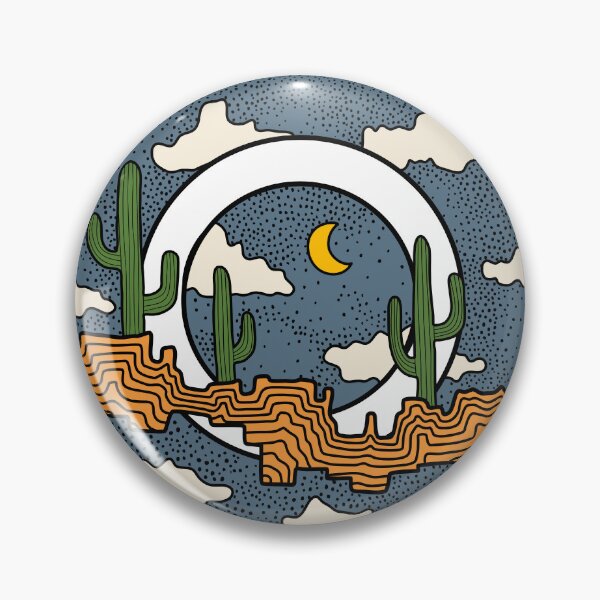 Item preview, Nighttime Desert Saguaro Cactus Landscape Doodle designed and sold by DaraToCreate.