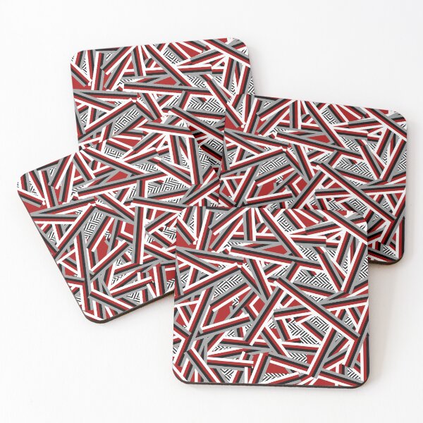 Item preview, Modern Abstract Geometric Design - Red, White, Black, Grey, Herringbone designed and sold by art-in-a-bottle.