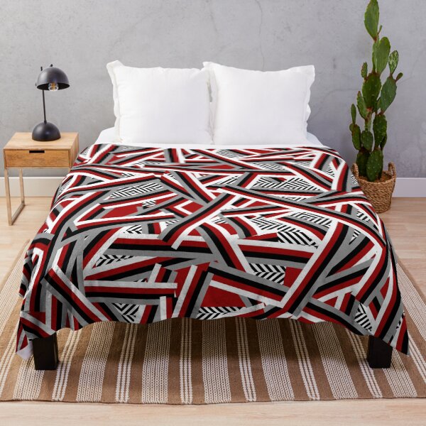 Item preview, Modern Abstract Geometric Design - Red, White, Black, Grey, Herringbone designed and sold by art-in-a-bottle.