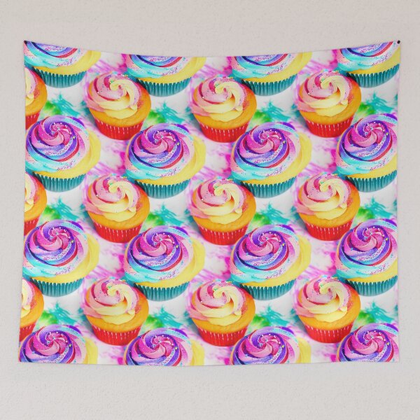 Item preview, Cup Cakes With Pretty Frosting Swirled Pastel Water Colors Tiled Abstract designed and sold by Infinitelypink.