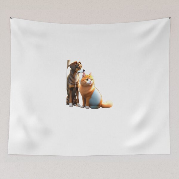 Item preview, Dog and cat both are sitting.  designed and sold by Vasant Ravte.