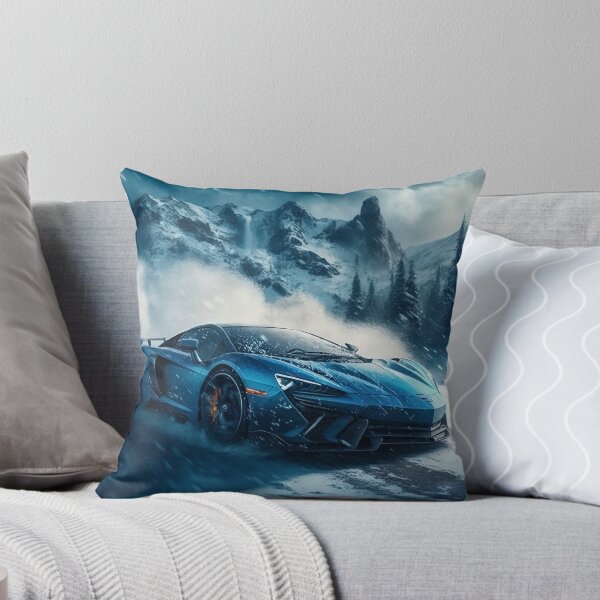 Item preview, Speedy Blue Supercar In Snowy Weather  designed and sold by ByDigitalDream.
