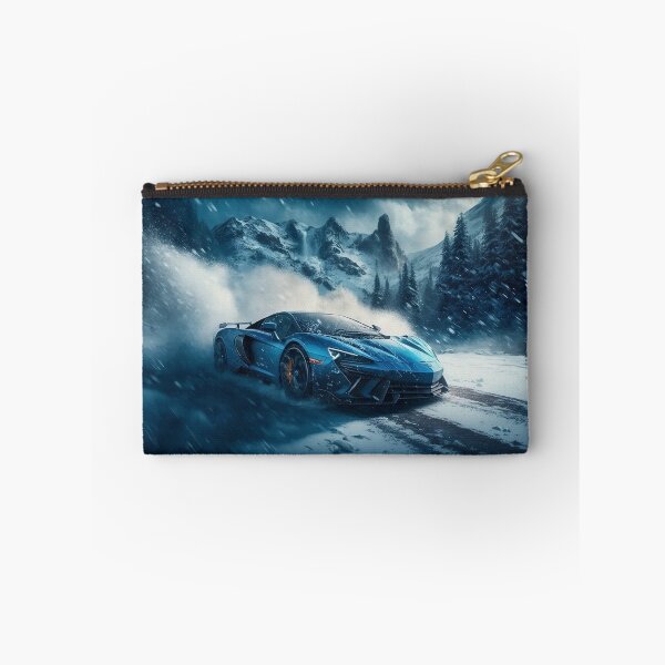 Item preview, Speedy Blue Supercar In Snowy Weather  designed and sold by ByDigitalDream.