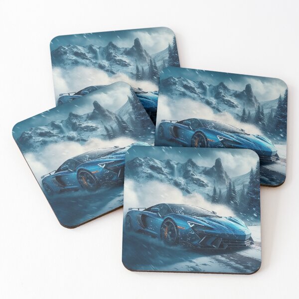 Item preview, Speedy Blue Supercar In Snowy Weather  designed and sold by ByDigitalDream.