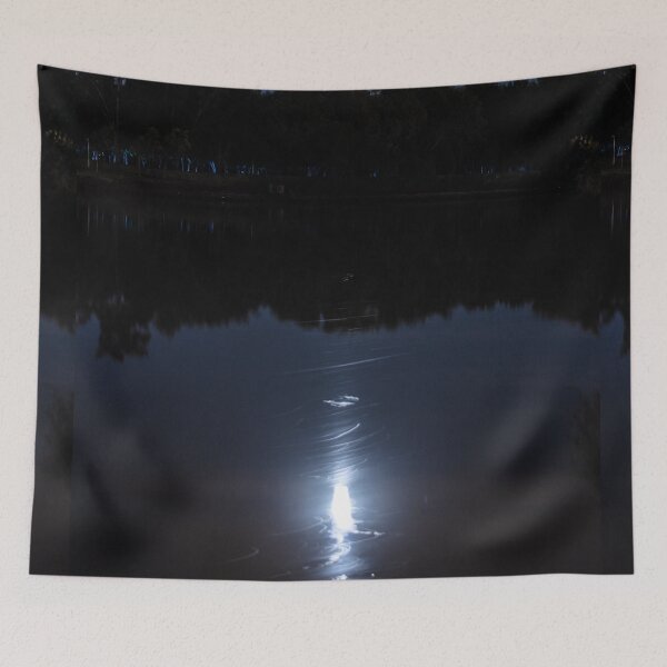 Item preview, Reflection of the moon over a river and a forest designed and sold by nachodramis.