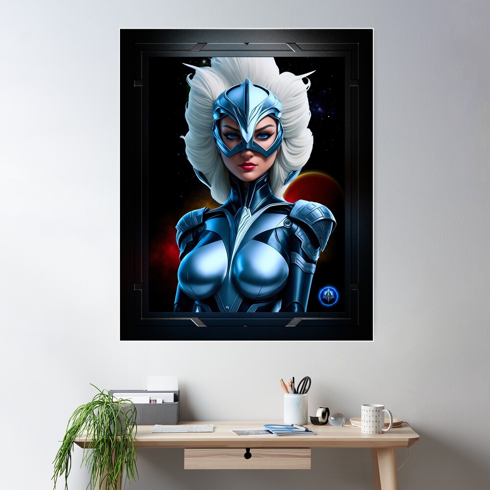 Nehmia The White Raven Portrait Of An Alluring Beauty AI Concept Art by Xzendor7 Wall Poster