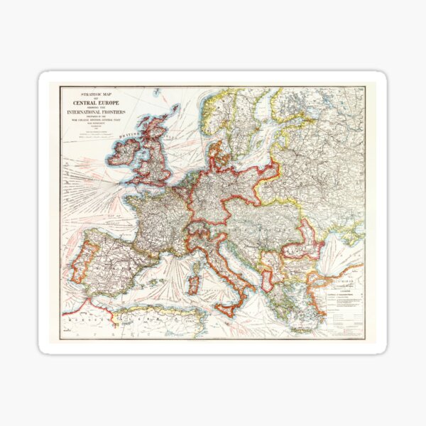 Central Europe Map 1917 Sticker