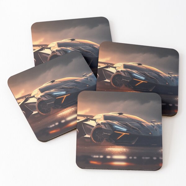 Item preview, Speedy Black Supercar In A Dark Sunshine designed and sold by ByDigitalDream.