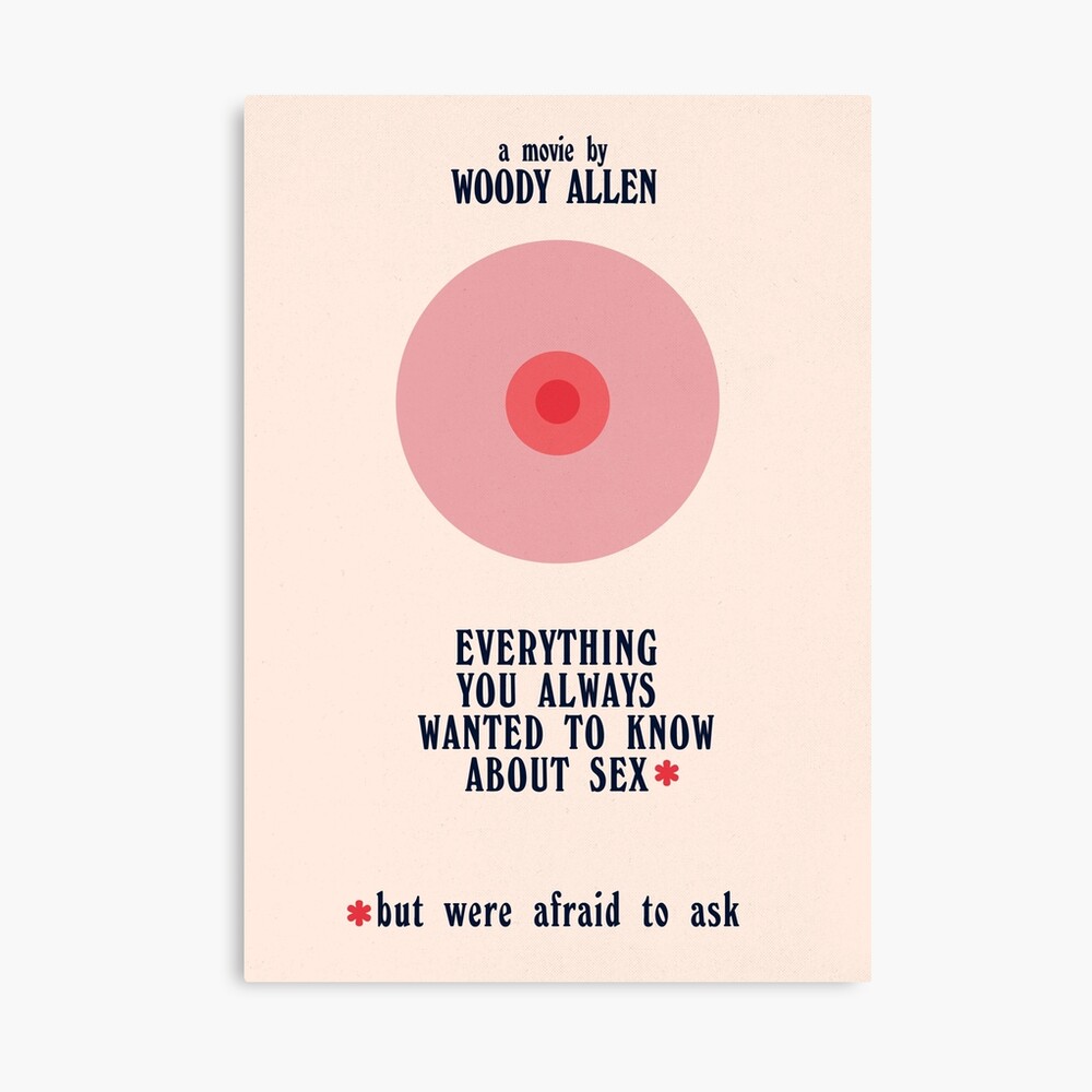 Minimal movie poster for Everything you always wanted to know about sex,  Woody Allen movie, classic hollywood film, alternative print 