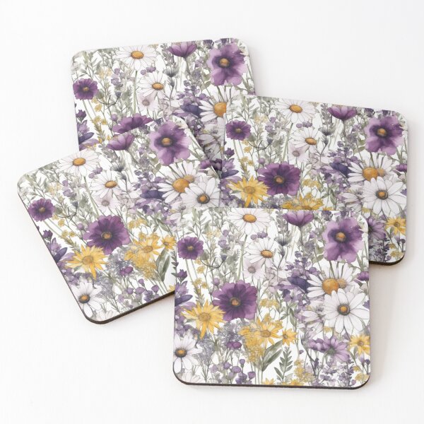 Item preview, Purple and Yellow Watercolor Wildflowers designed and sold by StylizedPattern.