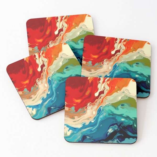 Item preview, Fiery Ocean Swirl – Abstract Fluid Art Painting designed and sold by Highlandkings.