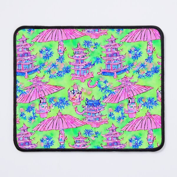 Item preview, Pink and green chinoiserie pagodas designed and sold by SophieClimaArt.