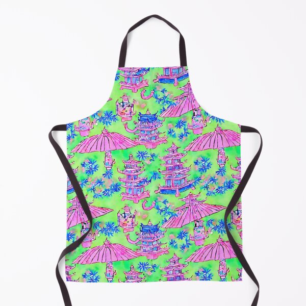 Item preview, Pink and green chinoiserie pagodas designed and sold by SophieClimaArt.