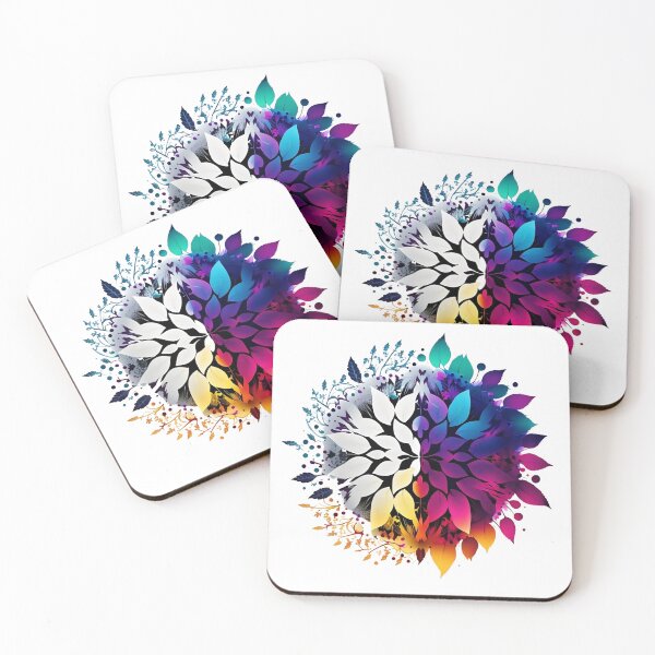 Item preview, Colourful floral mandala split in half, seasons, double effect designed and sold by VeronicArt85.