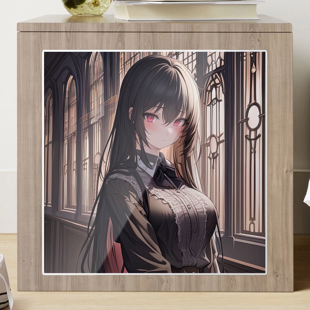 Busty vampire anime girl with red eyes Clock for Sale by Remco Kouw