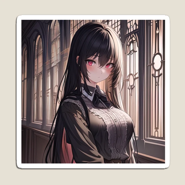 Busty vampire anime girl with red eyes Clock for Sale by Remco Kouw