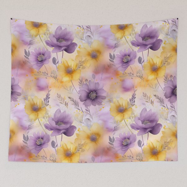 Item preview, Watercolor Purple and Yellow Floral Pattern designed and sold by DigitalArtMary.