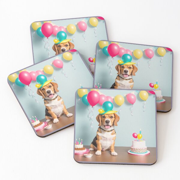 Item preview, Beautiful portrait cute adorable Beagle dog with party hat designed and sold by Tio-Tecun.