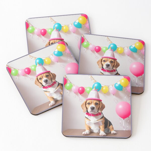 Item preview, Beautiful portrait cute adorable Beagle dog with party hat designed and sold by Tio-Tecun.