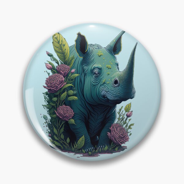 Item preview, Rhino and flowers designed and sold by Saltys-Shop.