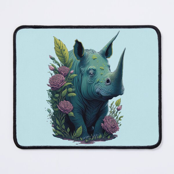 Item preview, Rhino and flowers designed and sold by Saltys-Shop.