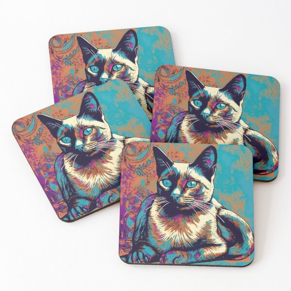Item preview, Psychedelic Trippy Siamese Cat designed and sold by Matt's Artificial Nature.