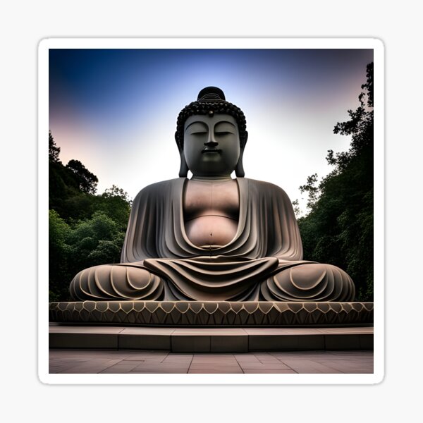 A statue of a peaceful Buddha Sticker