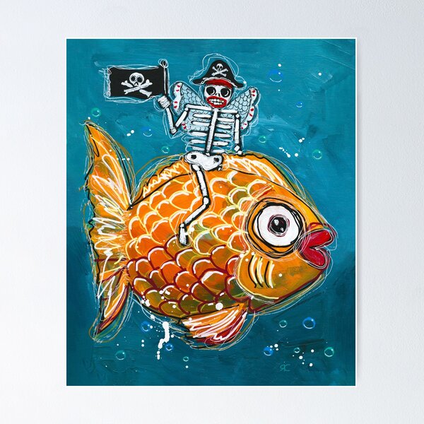 Piranha x ray animal skeleton Canvas Wall Art Print Painting Cute