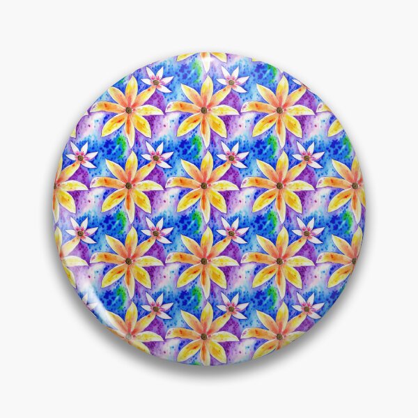 Item preview, Yellow Watercolor Flower Pattern on Blue and Purple Background designed and sold by Aaron2610.