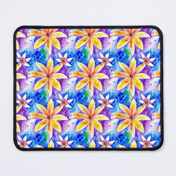 Item preview, Yellow Watercolor Flower Pattern on Blue and Purple Background designed and sold by Aaron2610.