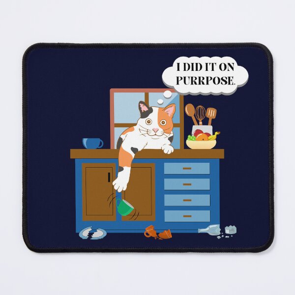 Item preview, Funny "Purrpose" calico cat broken dishes kitchen counter designed and sold by Write-to-Rebel.