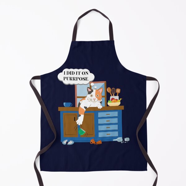 Item preview, Funny "Purrpose" calico cat broken dishes kitchen counter designed and sold by Write-to-Rebel.