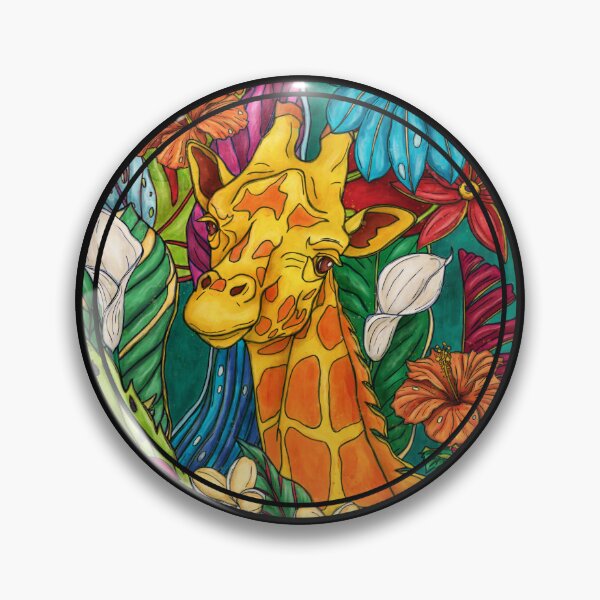 Item preview, Giraffe head with bold colors, graphic tropical jungle animal designed and sold by NadiaChevrel.