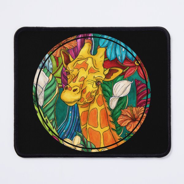 Item preview, Giraffe head with bold colors, graphic tropical jungle animal designed and sold by NadiaChevrel.