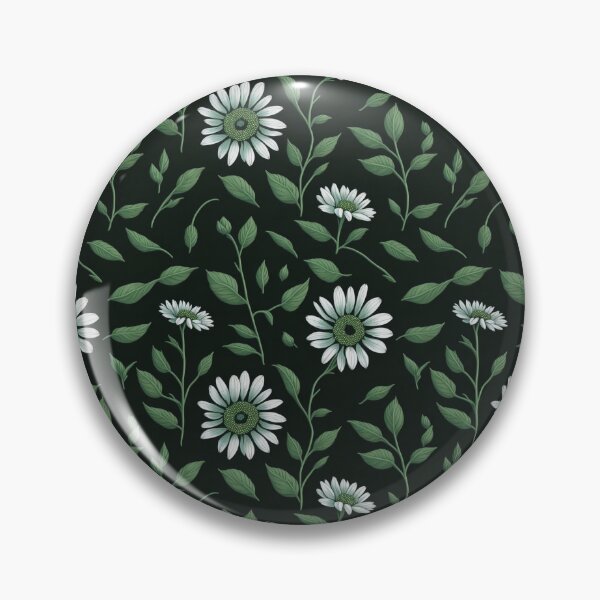 Aperçu de l'œuvre Fleurs de marguerite blanche sur fond noir, motif floral, continu, carrelé créée et vendue par 5dward.