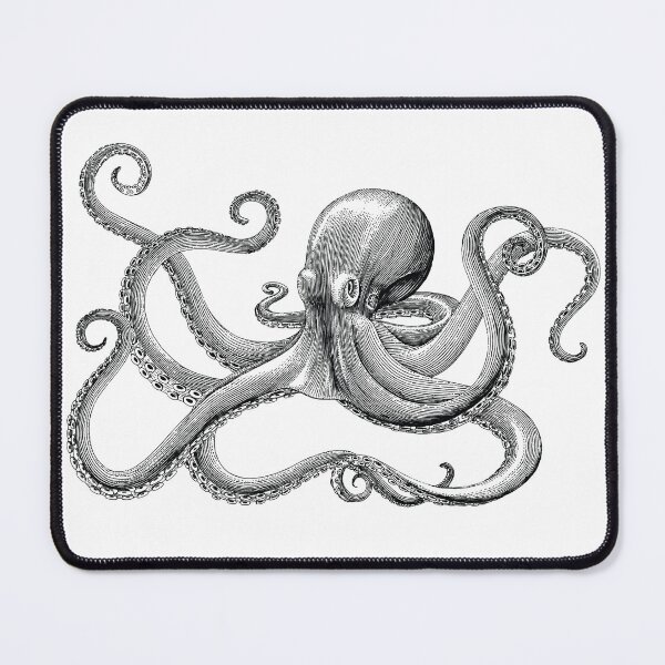 Item preview, Octopus Black White Drawing designed and sold by ZodiacKat.