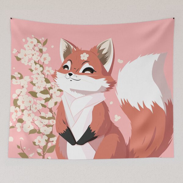 Item preview, Spring Blossom Red Fox Enjoy the Sunshine in Pink designed and sold by Moyanana.