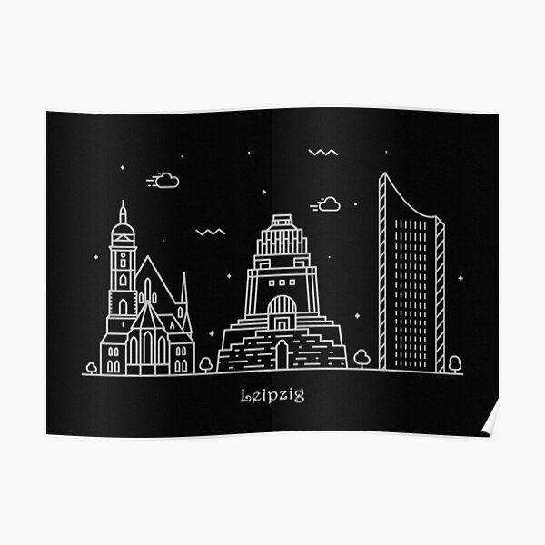 Leipzig Skyline Minimal Line Art Poster Poster