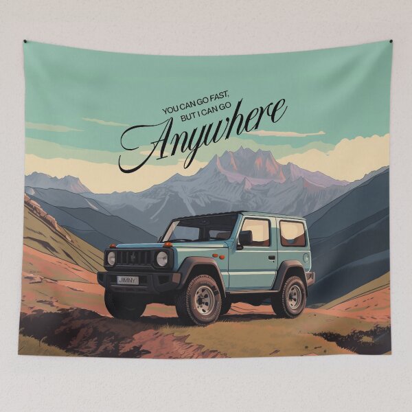 Item preview, Blue Jimny On An Adventure | Mountain Escape Illustration designed and sold by stoicjimny.