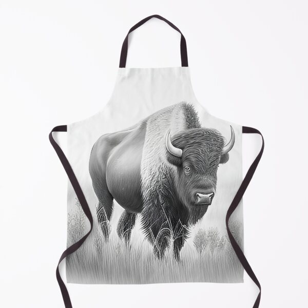 Item preview, Black and white Bison pencil drawing designed and sold by Pencil-Art.