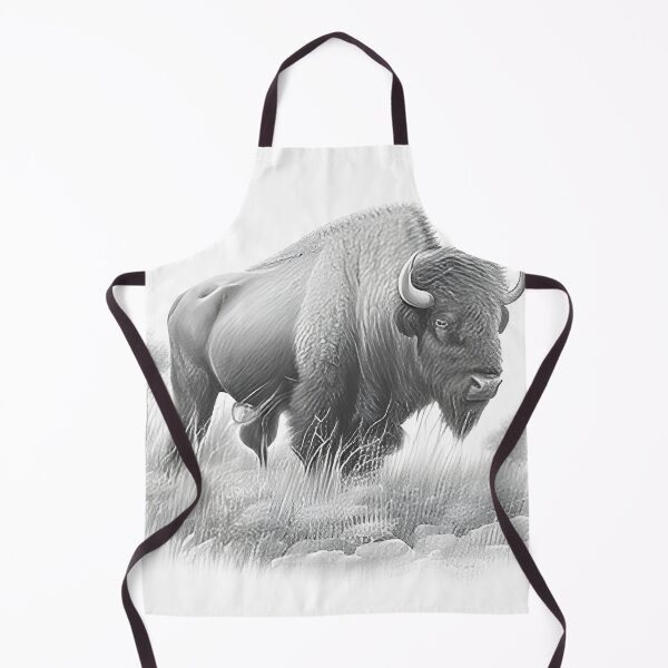 Item preview, Black and white Bison pencil drawing designed and sold by Pencil-Art.