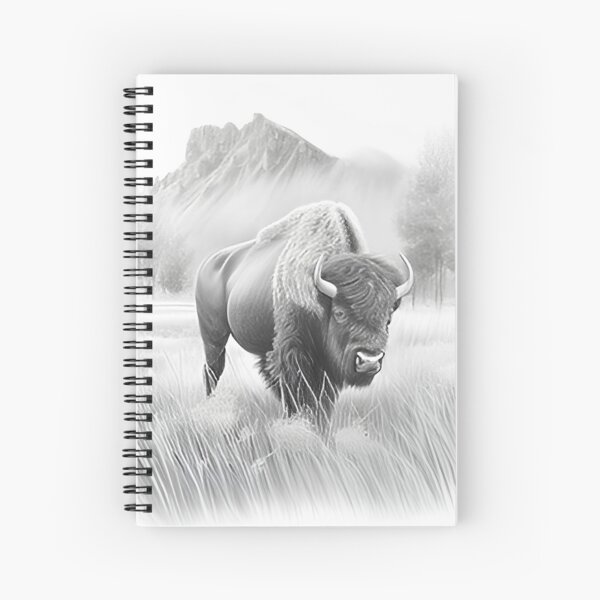 Aperçu de l'œuvre Dessin au crayon Bison noir et blanc créée et vendue par Pencil-Art.