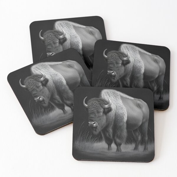 Item preview, Black and white Bison pencil drawing designed and sold by Pencil-Art.