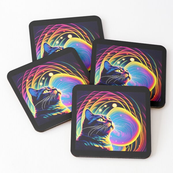 Artikelvorschau, psychedelische neonfarbene Katze entworfen und verkauft von BenjaminsPlace.
