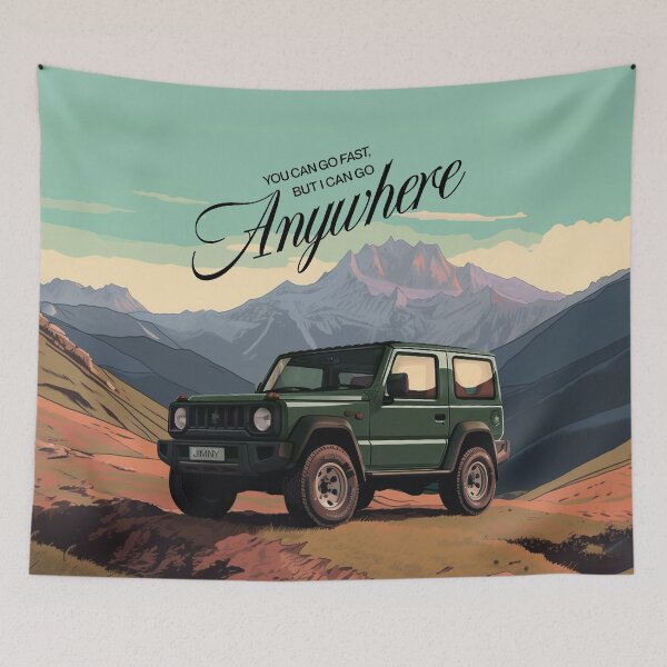 Item preview, Green Jimny On An Adventure | Mountain Escape Illustration designed and sold by stoicjimny.