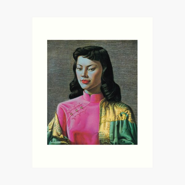 Vista previa del artículo con la obra «Miss Wong - Vladimir Tretchikoff Pintura al óleo asiática vintage - Retrato femenino oriental», diseñado y vendido por HoneymoonHotel.
