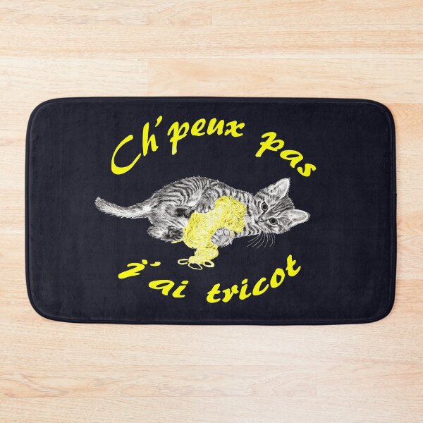 Item preview, Chaton à la pelota - graphite and yellow colored version, text in French designed and sold by SylvieG18.