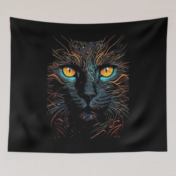 Item preview, Moody Colorful Cat Print Art designed and sold by GiveMeMood.