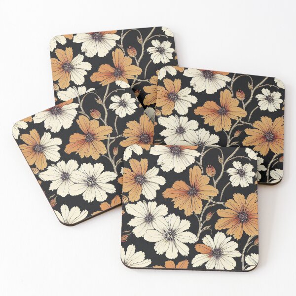 Item preview, Vintage Dark Floral - Orange and White designed and sold by kougan.